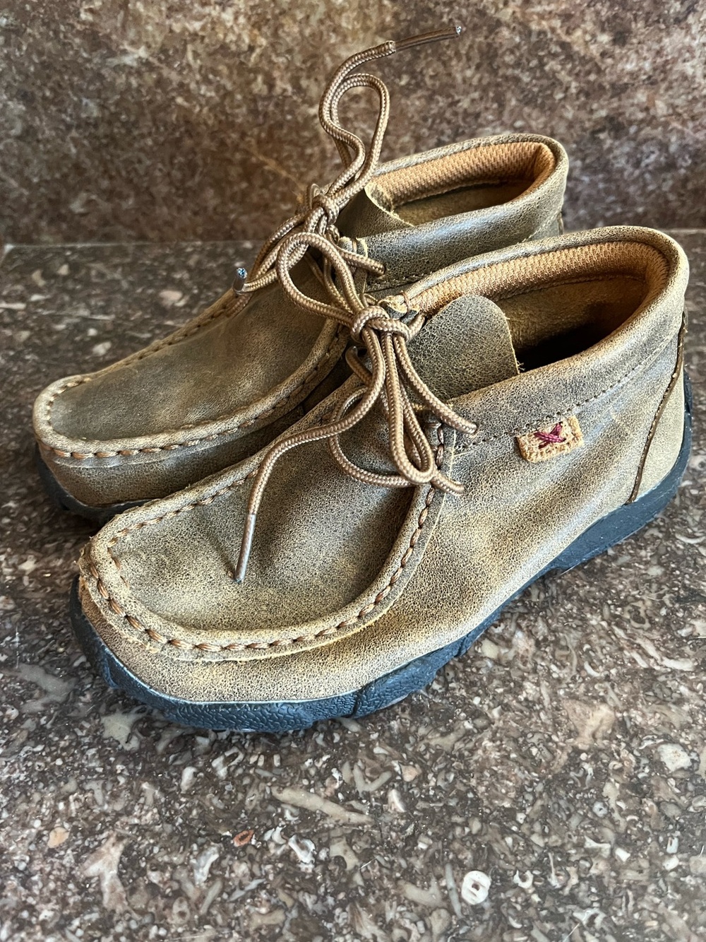 Twisted X Kids Suede Moc Toe Boots - Tan with Black Sole